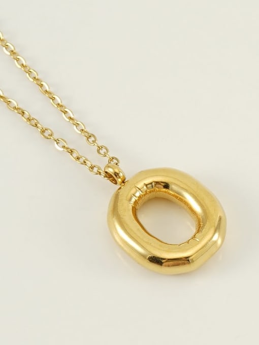 Letter O [Gold] Titanium Steel Letter Necklace With 26 letters